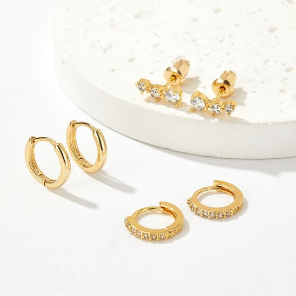 Gold Earrings for Women Trendy 14k Gold Plated Earrings Set Dainty Gold Stud - Picture 3 of 8